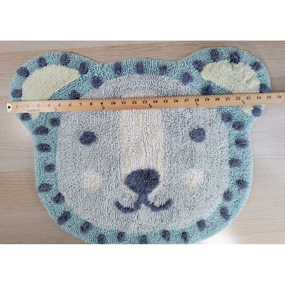 Pottery Barn Kids Bear Throw Rug 25" x 20" Cotton Bath Mat Blue PBK Washable - Picture 5 of 6